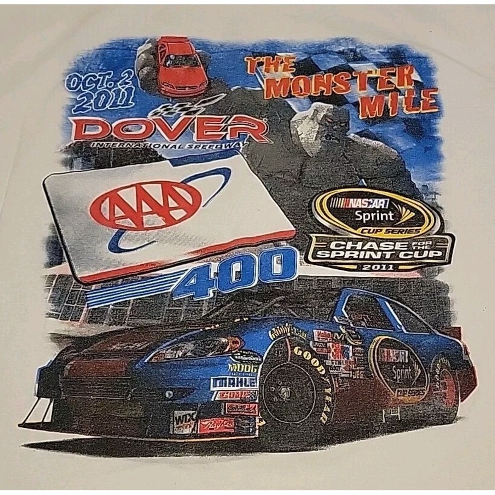 Nascar 2011 Dover Raceway The Monster Mile Nascar Tee T Shirt White Size Large